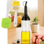 IDEAL PRIME Airtight BPA Free Plastic Oil Dispenser 1000 ml Silicone Brush Combo Set Plastic Oil Container Cooking Oil Stopper Spatula Kitchen Tools Pack Of 2