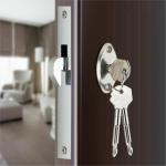 4-YOU SDL-351 Key Hook Lock for Main Door/Wooden and Aluminum Door Lock with Keys (Grey and White, Matt Finish)