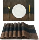 Wolblix Placemats Set of 12 - Heat Resistant Non-Slip Place mats for Dining Table, Washable Durable PVC Vinyl Woven Table Mats