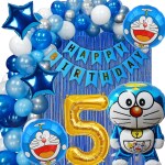 House of Banter Cartoon Doraemon Decoration Pack of 69pc for 5th Birthday Party Decoration/ Birthday Party for Kids/ Kids Room Decoration Pack