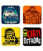 Whats Your Kick Road Trip Dirt Never Hurt Quotes Printed Set of Coaster With Metal Stand