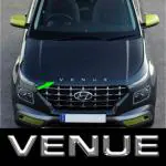 Carmetics Black Plastic 3D Letters Sticker For Hyundai Venue
