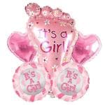 My Party Suppliers Multicolor Its a Girl Baby Pink Feet Theme Foil Balloon (pack of 5)
