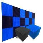 YGM Acoustic Foams Blue Black Pyramid Soundproofing Acoustic Foam Tiles 1X1 - 1 inch ,Set Of 36