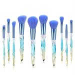 STUNHUB Premium Makeup Brush Set, 10pcs Complete Synthetic Kabuki Eye Shadow Concealer Make Up Brushes Beautiful Crystal Handle (Blue)