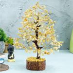 MUREN Yellow Aventurine Wooden Base Crystal Tree Good Luck Spiritual Figurine Reiki Healing Success