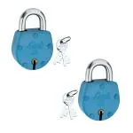 Link 42mm Colored Padlock No.21 | Steel Body | Brass Lever | 4 Silver Keys | 2 Padlock | (Pack of 2) Made in India
