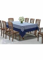 Airwill Handweaved 100% Cotton Checkered Pattern 8 Seater Table Cloth 56 x 95 inches Pack of 1 pc (Blue)