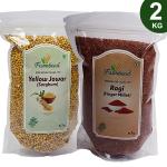 Farmbean Millets Combo Pack of 2 | Yellow Jowar 1Kg, Ragi 1Kg | Natural Grains Unpolished Millets| Low GI Rice | Nutrient Powerhouse, High Protein & More Fibre than Rice