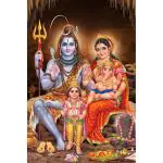 PnF Paper Art Print Of Bhole Nath Family Unframed Wall Poster, 12 X 18 Inch