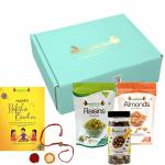Ambrosia Classic Dry Fruit Gift Box 750g with Rakhi Tikka and Greeting Card Almonds Raisins TrailMix