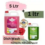 VARUNDA 6 LTR (P+G) Non-Acidic Dish Wash Liquid Gentle on Hands, Powerful on Grease, Bar-Style Formula for Effective Dish Cleaning Soap Dishwashing liquid Rose And Neem Detergent Liquid kitchen Cleaning Soap (PACK OF 2)