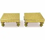 Shinde Exports Multicolor Wooden Meenakari Bajot Chowki For Idols And Pooja Articles