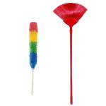 SKYRICK Plastic Jala Cobweb Cleaning Broom with Colorful Magic Microfibre Static Duster- Combo Set of Jala Cobweb & Microfiber Duster