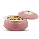 Dhara Stainless Steel Crystal 3500 Inner Steel Thermoware Casserole 3000 ml Pink | PU Insulated | Airtight LID | Easy to Serve | Easy to Carry | Hot Casserole For Food | Inner Steel Serving Casserole