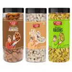 D'Nature Fresh Dry Fruits Combo Pack (Almonds, Raw Cashew, Raisins) 250g Jar Each
