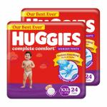 Huggies Complete Comfort Wonder Pants | Pant Style Baby Diapers XXL Size, 48 Count | India's Fastest Absorbing Diaper, Patented Dry Xpert Channel, Ideal for 15 to 25 Kgs
