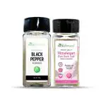 Kerala Naturals Salt and Pepper Combo - Black pepper 75g + Himalayan Pink Salt 125g