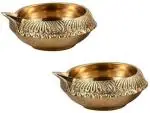 Heaven decor small Brass Diwali Kuber Diya Oil Lamp For Puja pack 2