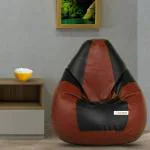 Beanskart Products And Services XXXL Size Bean Bag Cover Without Beans (Black-Tan)