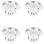 Ocko Stainless Steel Chrome Finished Anti-Cockroach Jali /Trap Floor Drain (Silver, Pack of 4)