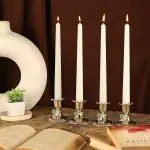 Parkash Candles Unscented Dripless Taper Candles || 10 Inch x 0.75 Inch || Ram Mandir Candle || Spell || Set of 4 || Paraffin Wax (White)