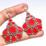 SHREE HANUMAN ENTERPRISES Coralcoral Silver Handmade Tibetan Jewelry Earring 2.46