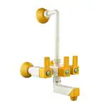 JINDAL Sqaure Plus Telephonic Wall Mixer Tap /PTMT Wall Mixer/Wall Mixer with Flange/Wall Mixer for Over Head Shower/Wall Mixer for Bathroom and Kitchen/Tonti/Tap/0185(Yellow)
