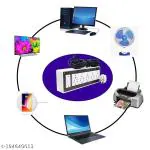 SKYWELL Portable PVC Plastic Switch Board Electric Spy Guard Extension Board for home 1 - switch , 5 -Plug , 2 meter Wire with 1 Atteched 3 Pin Power Plug