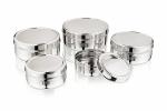 BOXY HOME Stainless Steel Lid Regular Flat Canister (Set Of 5) (Silver) (REG-PD-ML-812)