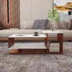 Flora Engineered Wood Coffee Table/Centre Table/Tea Table for Living Room (Walnut/White, Matte Finsh) D.I.Y