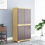 Nilkamal Freedom Mini Medium (FMM) Plastic Cabinet for Storage| Space & Clothes Organizer| Shelves| Cupboard| Almari| Wardrobe| Living Room| Adult & Kids| Multipurpose for Home Kitchen & Office Weathered Brown & Biscuit DIY