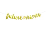 Festiko Future Mr, Mrs Banner For Wedding Engagement Bridal Shower Bachelorette Party Decorations Gold Glitter Paper Banner Gold