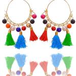 santarms Beaded Tussel Hoops Golden (Women) (Pack Of 1)