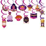 Festiko Set Of 24 Pcs Swirls Ribbons With Cutouts For Eid Decorations, Hanging Decorations For Eid, Ramadan Mubarak Decorations, Ramadan Theme Swirls