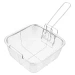 Kruvad Square Fry Basket Foldable Cooking Basket Deep Frying Basket for Potatoes Chips French Fries, Mesh Basket Strainer Net Kitchen Cooking Tool for Frying, Steaming, Straining, Rinsing