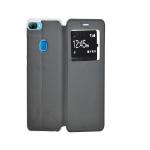 Coverage Window Stand View inside Hard Plastic Case Artificial Leather Flip Cover for Honor 9 Lite - Venom Black