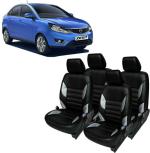 AUTO-SAFE Black, Silver PU Leather Car Seat Cover for Tata Zest Pack of 4