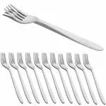 Parage Stainless Steel Forks Set of 12 - Fork Set for Home and Kitchen, 12-Pieces Fruit Fork for Dining Table, Shiny and Sturdy Handle Fork 18.5 cm, Silver (Sigma Design)