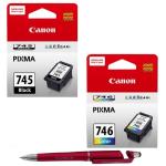 Canon PG 745 & CL 746 Ink Cartridge (Set Of 2) With 3in1 Multi-Function Mobile Phone Stand