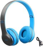 Generic Blue P47 Bluetooth Headset With Mic And 6 Hour Battery Backup
