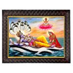 Hawai Lord Bramha Vishnu Laxmi Mata Wooden Photo Frame for Worship Use SFDI251BLKFRM 10X14 inch