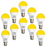 3A BRIGHT 9-Watt B22 Round Colour Warm White LED Bulb , Pack of 10