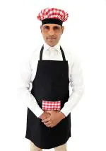 Switchon Waterproof Red Kitchen Chefs Apron with Cap