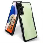 Fashionury Samsung A14 Back Cover Shockproof Bumper Crystal Clear | 360 Degree Protection TPU+PC | Camera Protection | Acrylic Transparent Cover for Samsung Galaxy A14 (5G) (Black)