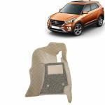 Kingsway 7D Car Floor Foot Tray Mats for Hyundai Creta, 2018 - 2019 Model, 100% Waterproof Washable, Beige, Made with Top-Notch PVC Material, Complete Set of 3 Piece