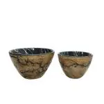 Willart Black And Brown Wooden Salad Bowl Or Mixing Bowls Large Serving Bowls For Fruits (Set Of 5) 12.7X12.7X8.9 Cm