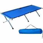 Essential World Folding Lightweight Bed & Portable Camping Cot with Carry Bag for Adults (Blue)
