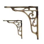 Maison Belle- Art & Craft Vintage Old Style Shelf Support Rustproof Iron Wall Shelf Bracket - Gold Antique Finish (Size 8 Inch) Pack of 2