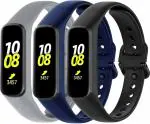 Badshah 3 Pack Smartwatch Silicone Bands Compatible for Samsung Galaxy Fit 2, Soft Sport Silicone Replacement Straps Wristbands for Galaxy Fit2 SM-R220 Watch for Boys, Girls, Men & Women (WATCH IS NOT INCLUDED) (BLACK/BLUE/GREY).